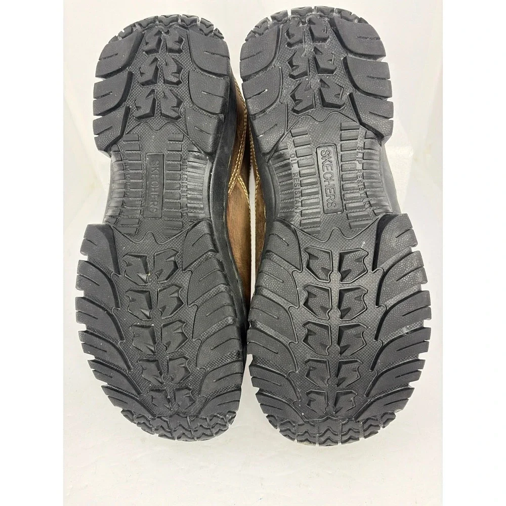 Skechers Work Mens Steel Toe Slip On Shoe sz 9.5 Leather Wide Fit Slip Resistant